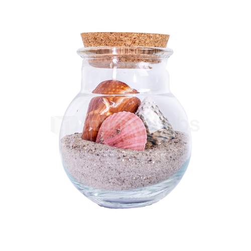 Deko Glas mit Sand, Muschel und Steinen
